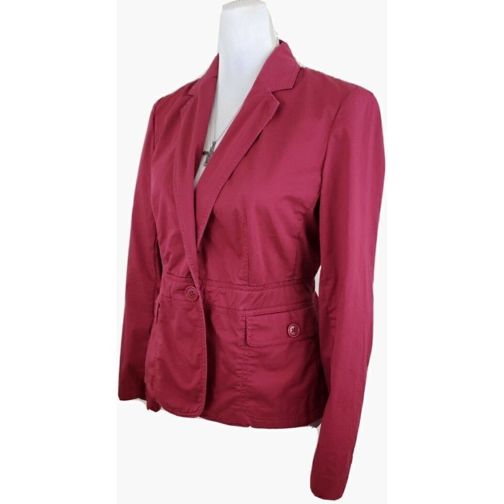 Talbots ~Woman Size 4~ Raspberry/Red One Button Blazer Jacket/Shacket Unlined. - Picture 11 of 12